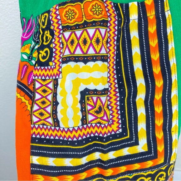 Dashiki Shirt African Print Large Green Short Sleeves Unisex top Festival - Picture 9 of 13